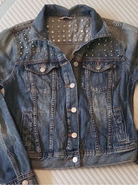 Talula Light Blue Denim Jacket with Silver Studs